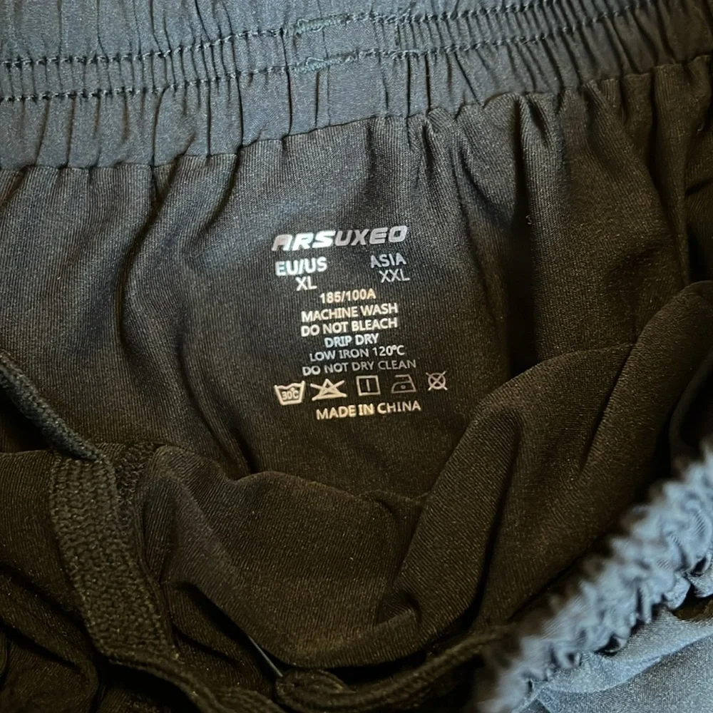 Arsuxeo Mens 2 in 1 Black Running Shorts size XL - Picture 4 of 5